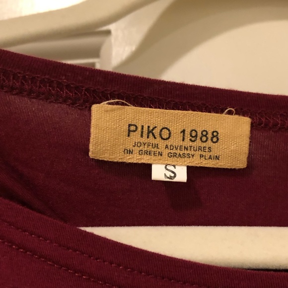 Maroon Piko long sleeve top size S - Picture 2 of 2